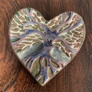 J Diller Raku Art Pottery Heart &
Tree Of Life